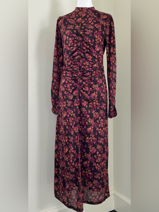 Oliver Bonas Dresses & Skirts - Oliver Bonas - Blurred Floral Print Pink Mesh Midi Dress